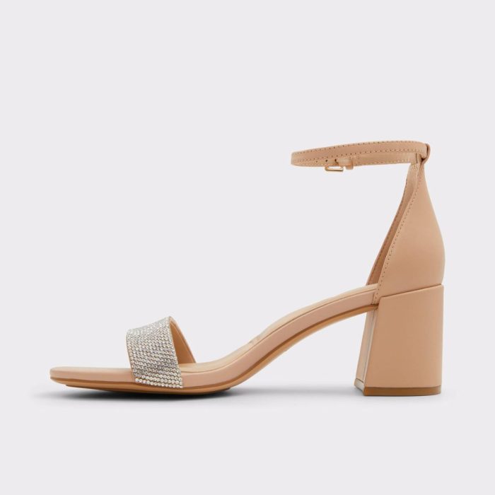 Pristine Bone Leather Mixed Material Women's Strappy Sandals Women Aldo Bone Leather Mixed Material Heels