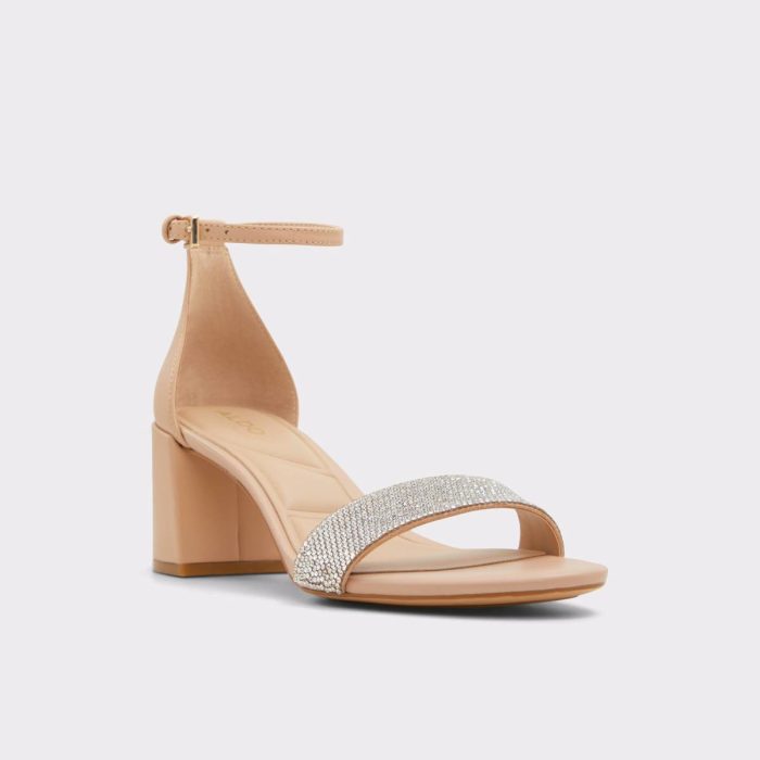 Pristine Bone Leather Mixed Material Women's Strappy Sandals Women Aldo Bone Leather Mixed Material Heels
