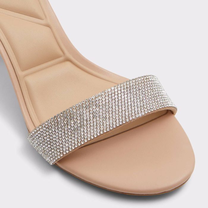 Pristine Bone Leather Mixed Material Women's Strappy Sandals Women Aldo Bone Leather Mixed Material Heels