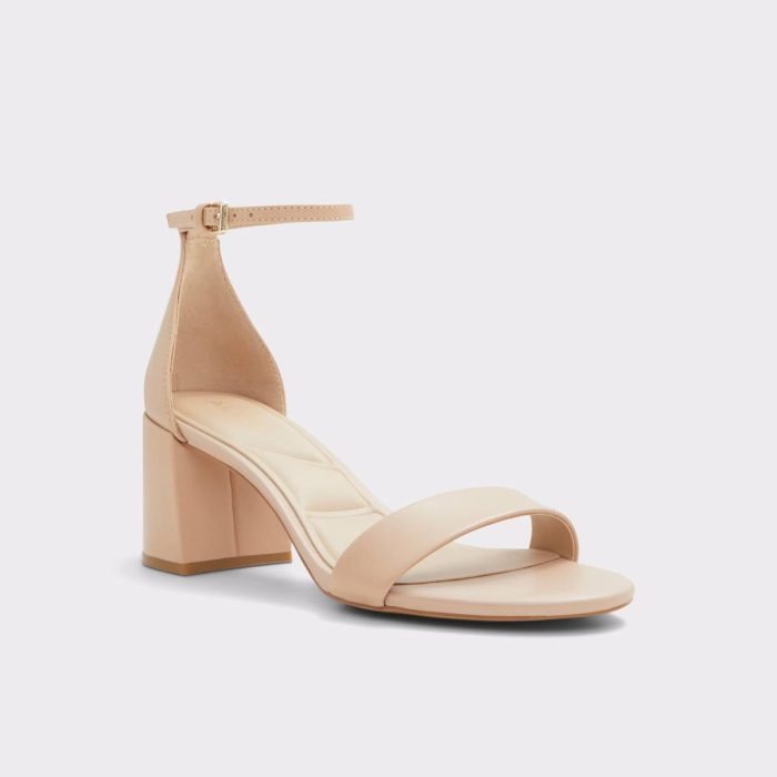 Pristine Bone Leather Smooth Women's Strappy Sandals Bone Leather Smooth Heels Women Aldo