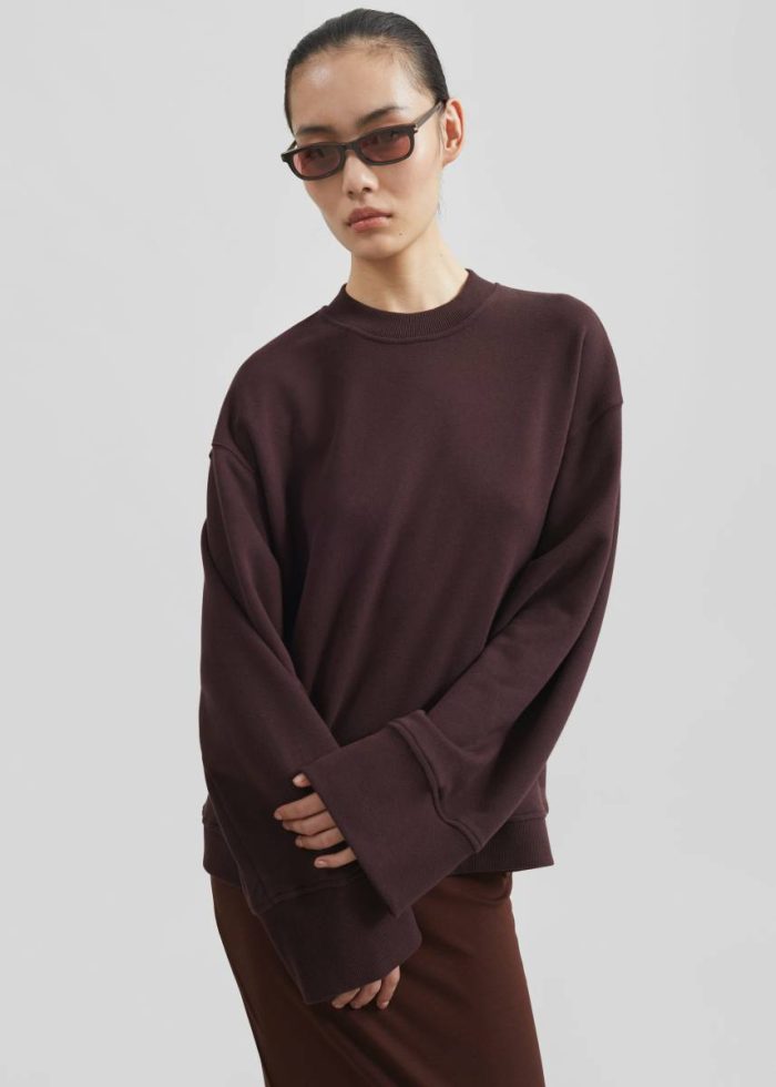 Purple The Frankie Shop Talia Sweatshirt - Dark Plum Tops Women