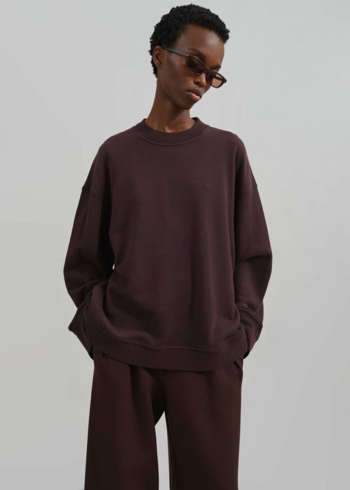 Purple The Frankie Shop Talia Sweatshirt - Dark Plum Tops Women