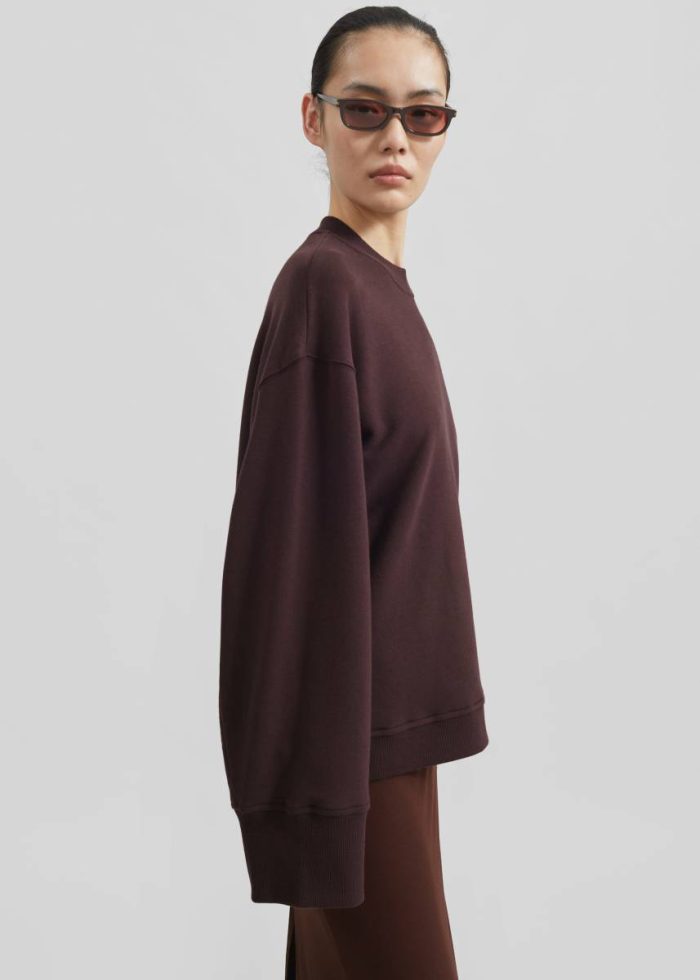 Purple The Frankie Shop Talia Sweatshirt - Dark Plum Tops Women