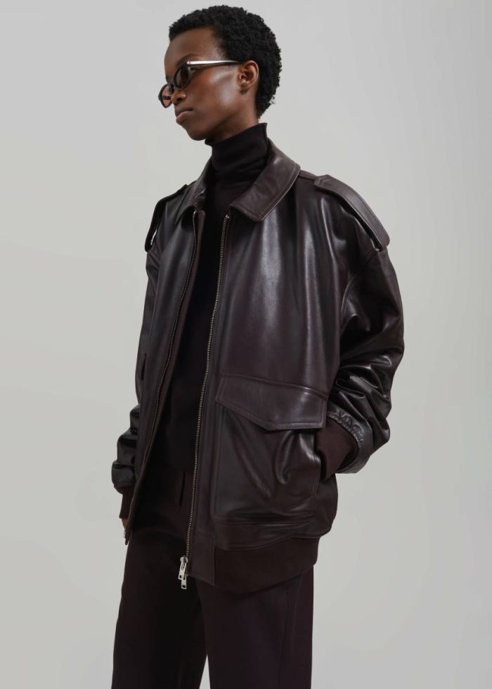 Purple Viper Leather Jacket - Dark Plum Men The Frankie Shop Outerwear