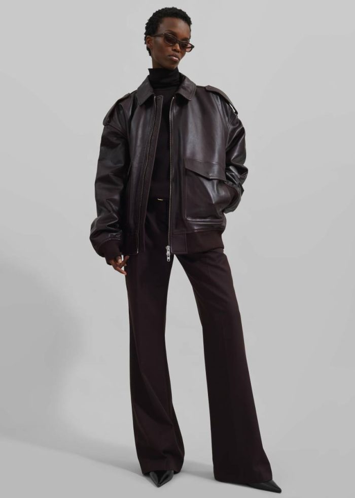 Purple Viper Leather Jacket - Dark Plum Men The Frankie Shop Outerwear