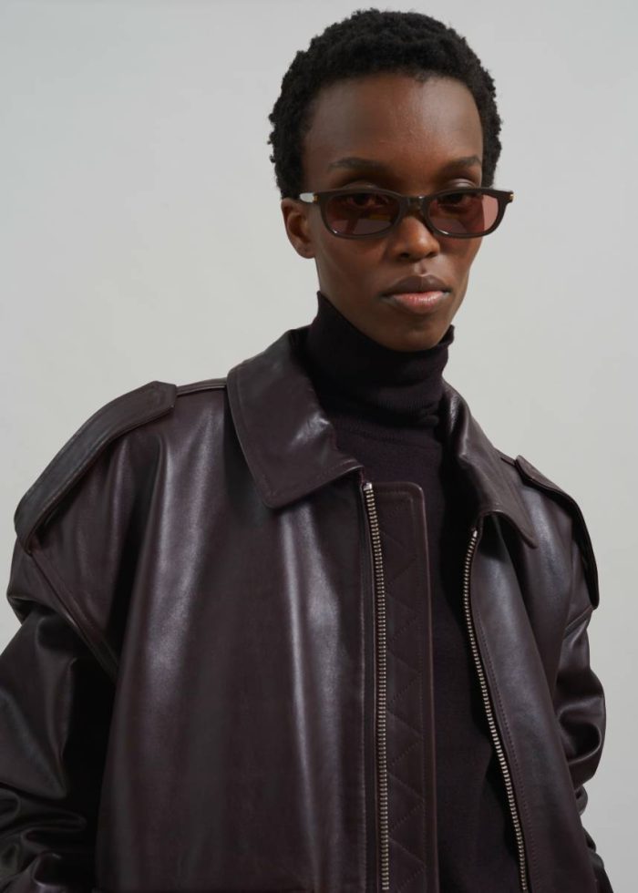 Purple Viper Leather Jacket - Dark Plum Men The Frankie Shop Outerwear