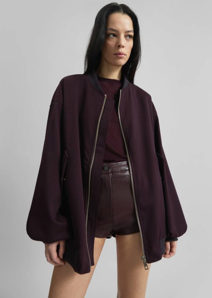 Red Astra Bomber Jacket - Burgundy The Frankie Shop Women Outerwear
