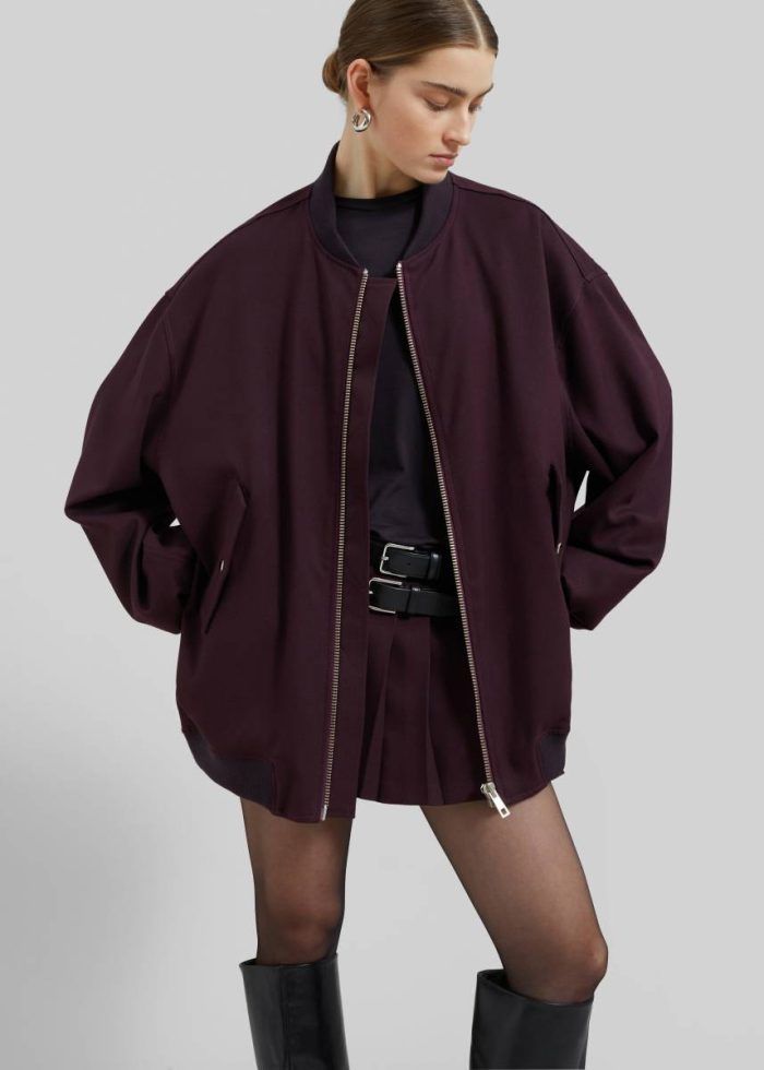 Red Astra Bomber Jacket - Burgundy The Frankie Shop Women Outerwear
