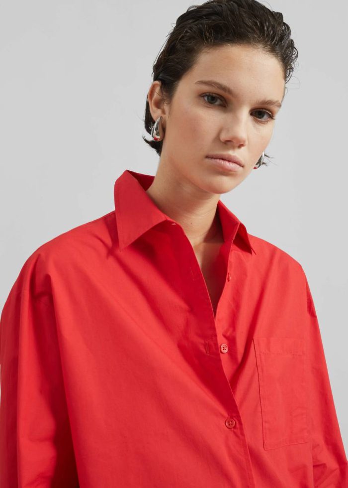 Red Lui Organic Cotton Shirt - Red The Frankie Shop Tops Women