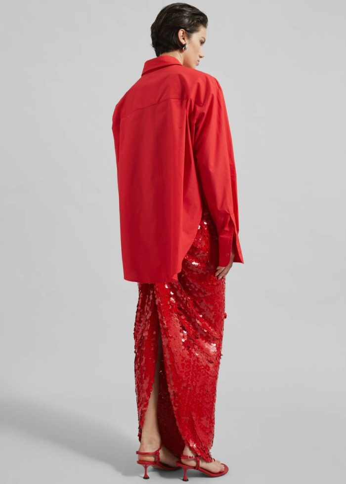 Red Lui Organic Cotton Shirt - Red The Frankie Shop Tops Women