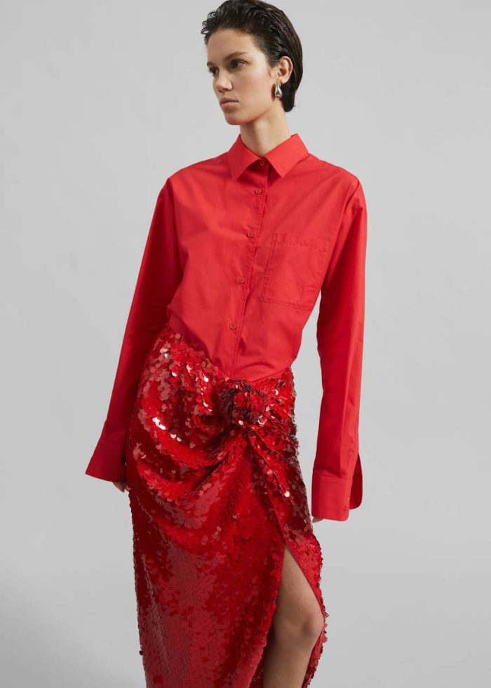 Red Lui Organic Cotton Shirt - Red The Frankie Shop Tops Women