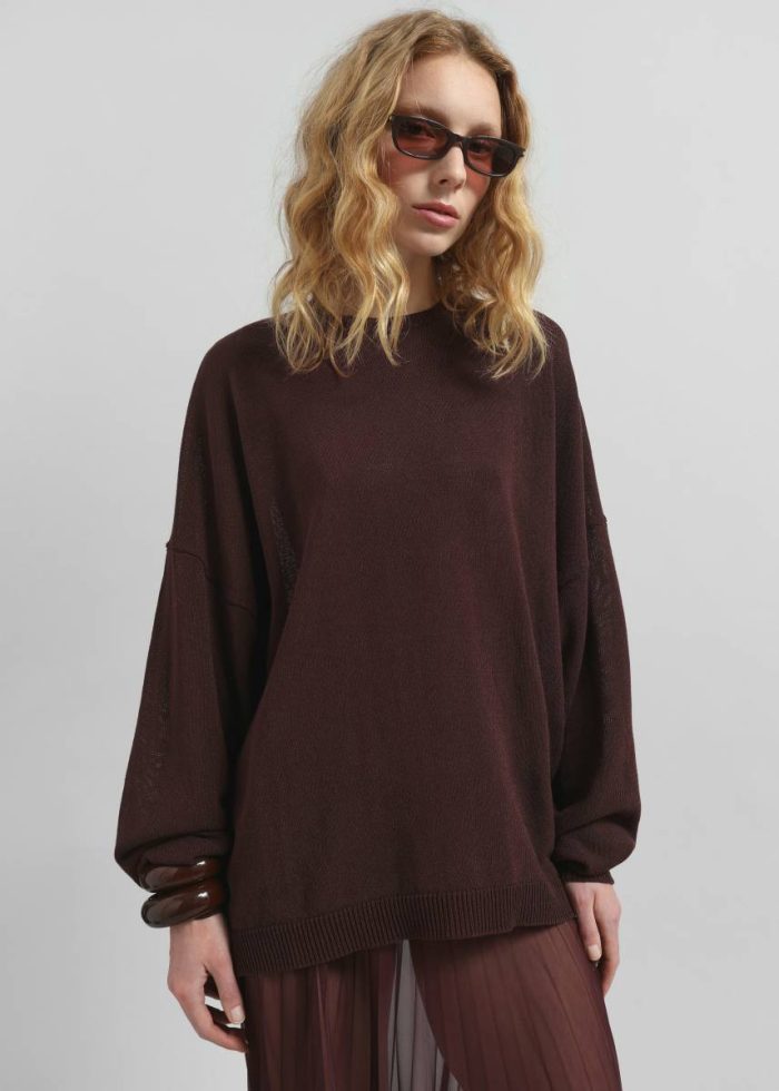 Red Women The Frankie Shop Basel Crew Neck Sweater - Burgundy Knitwear