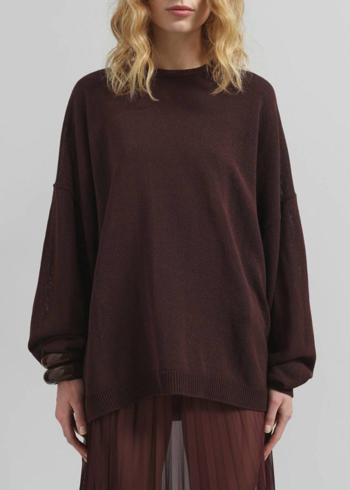Red Women The Frankie Shop Basel Crew Neck Sweater - Burgundy Knitwear