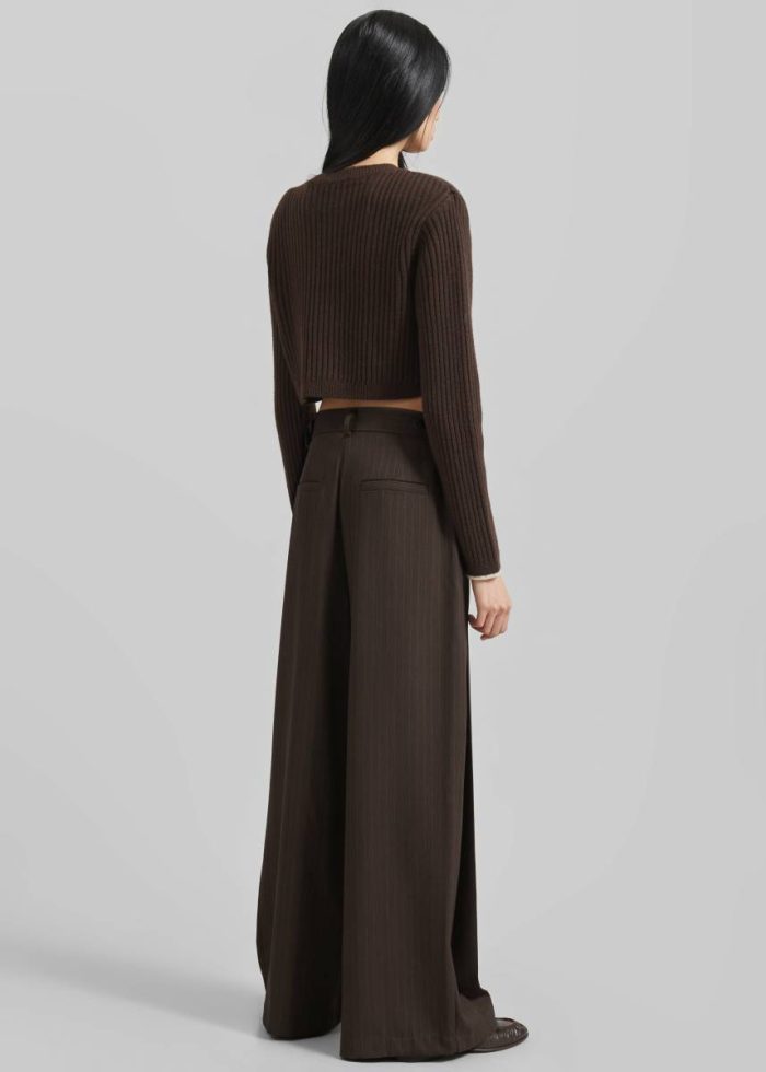 Ritsem Cropped Ribbed Wool Sweater - Dark Brown Knitwear Women Brown The Frankie Shop