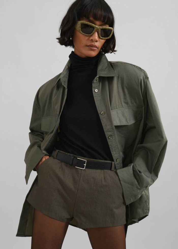 Rolen Hot Pants - Dark Olive Bottoms Green Women The Frankie Shop