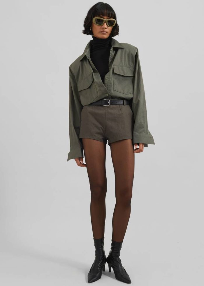 Rolen Hot Pants - Dark Olive Bottoms Green Women The Frankie Shop