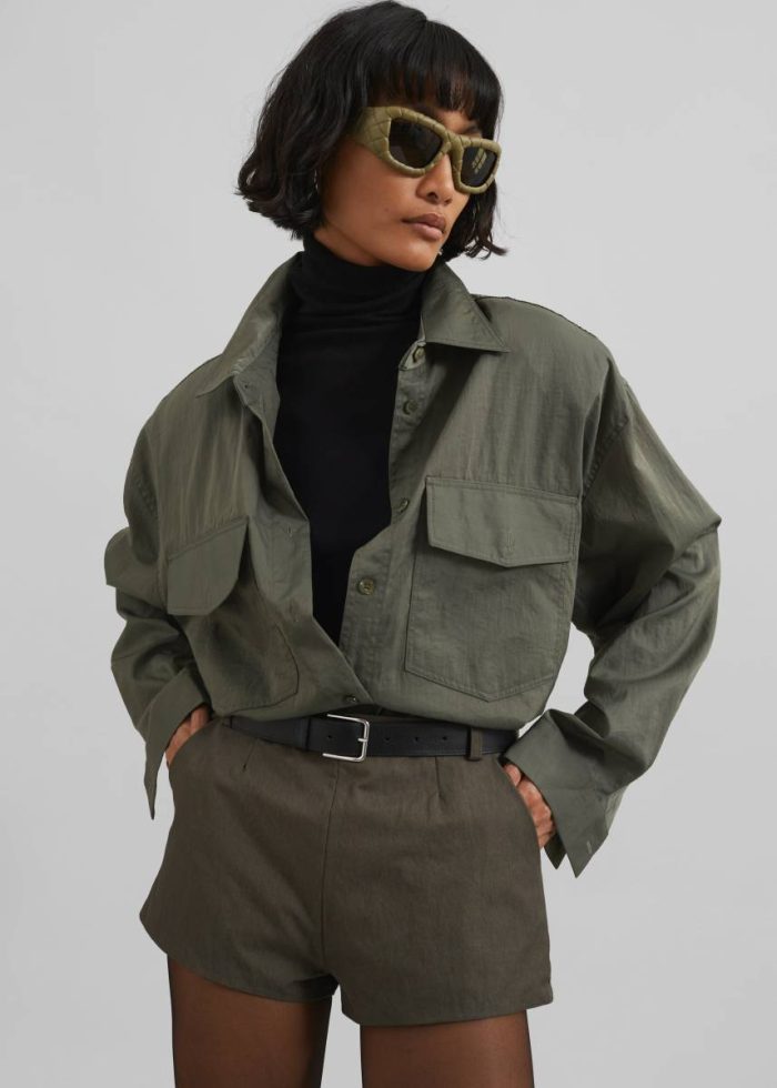 Rolen Hot Pants - Dark Olive Bottoms Green Women The Frankie Shop