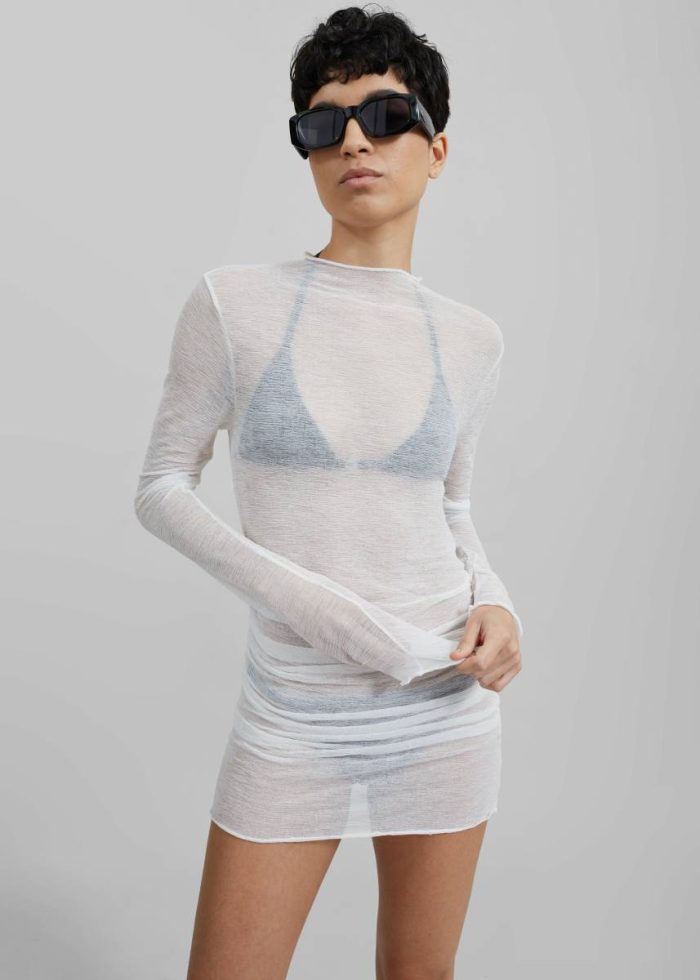 Rose Sheer Ruched Mini Dress - White Dresses Women White The Frankie Shop
