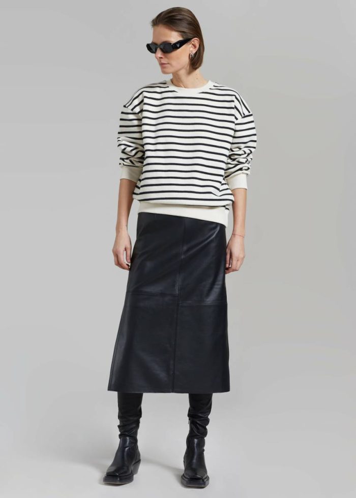 Saint Stripe Sweater - Black/White Stripe The Frankie Shop Black Tops Women