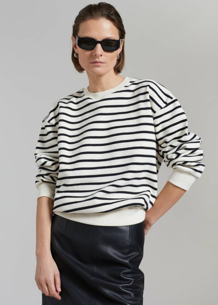 Saint Stripe Sweater - Black/White Stripe The Frankie Shop Black Tops Women