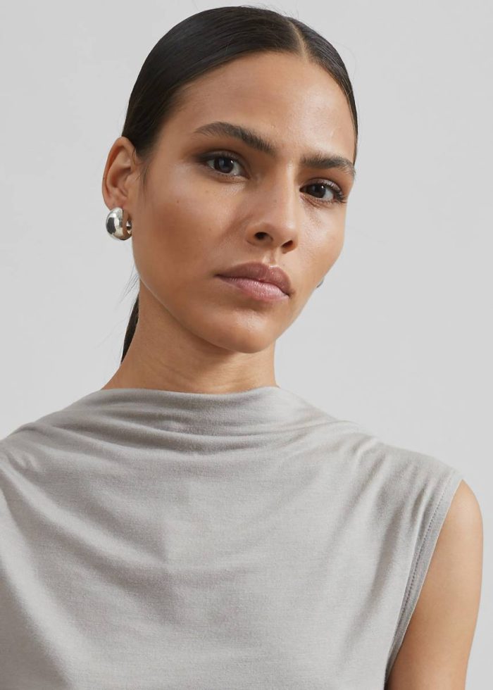 Salma Drop Back Blouse - Beige Women Tops The Frankie Shop Beige