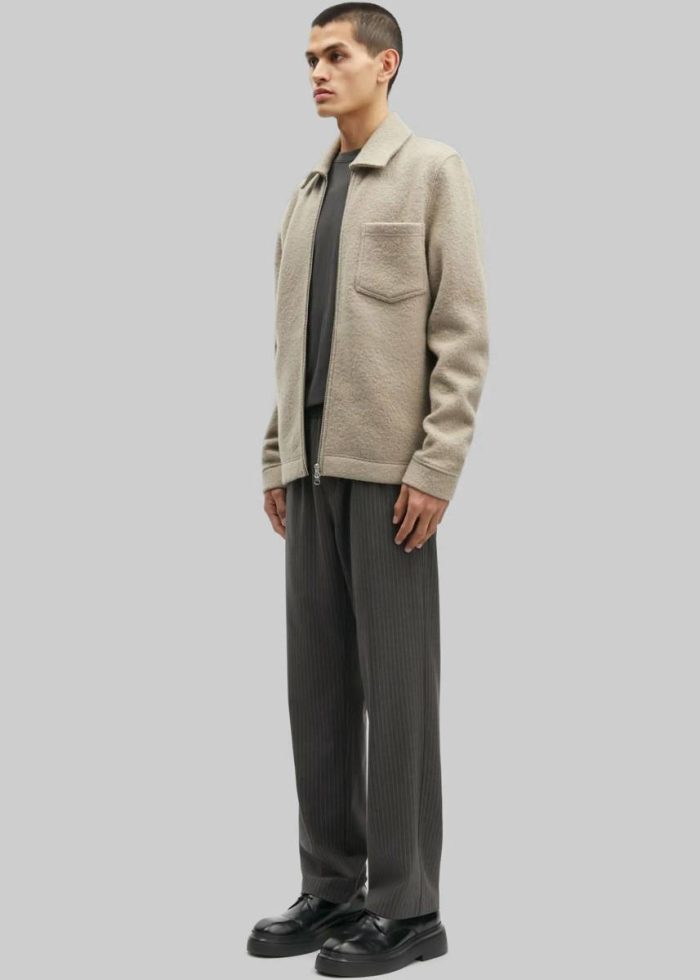 Samsøe Samsøe Hannes Full Zip Cardigan - Seneca Rock Men Knitwear Beige The Frankie Shop