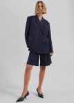 Sava Double Breasted Blazer - Navy/White Stripe Blue Outerwear The Frankie Shop Women