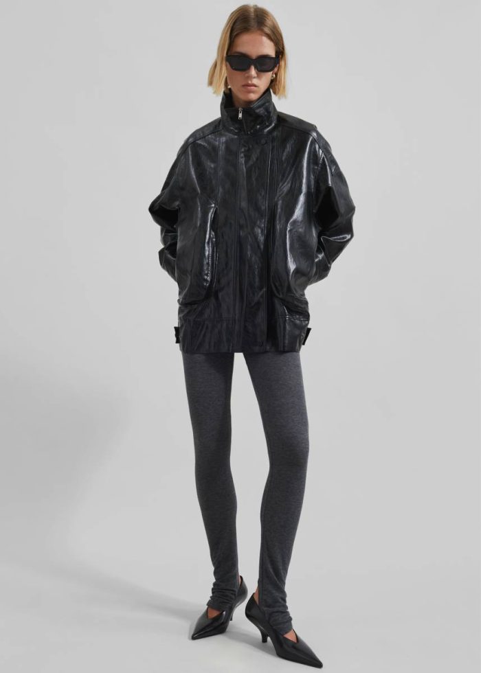Savannah Faux Leather Jacket - Black Black Women Outerwear The Frankie Shop