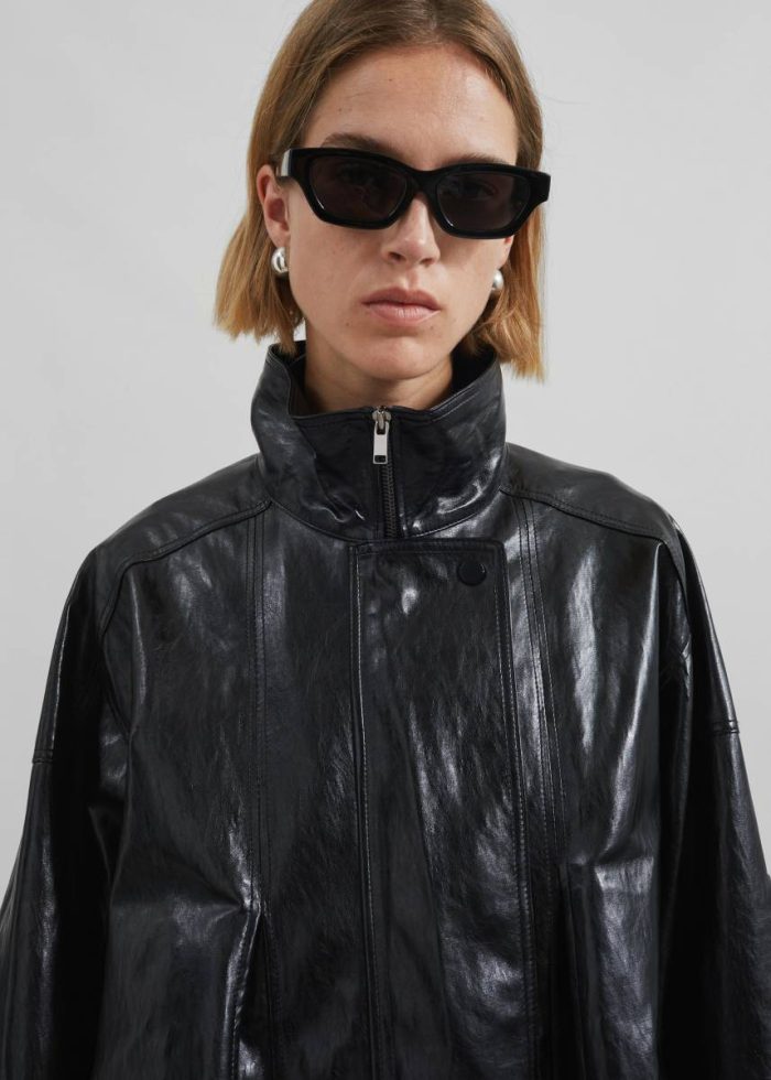Savannah Faux Leather Jacket - Black Black Women Outerwear The Frankie Shop