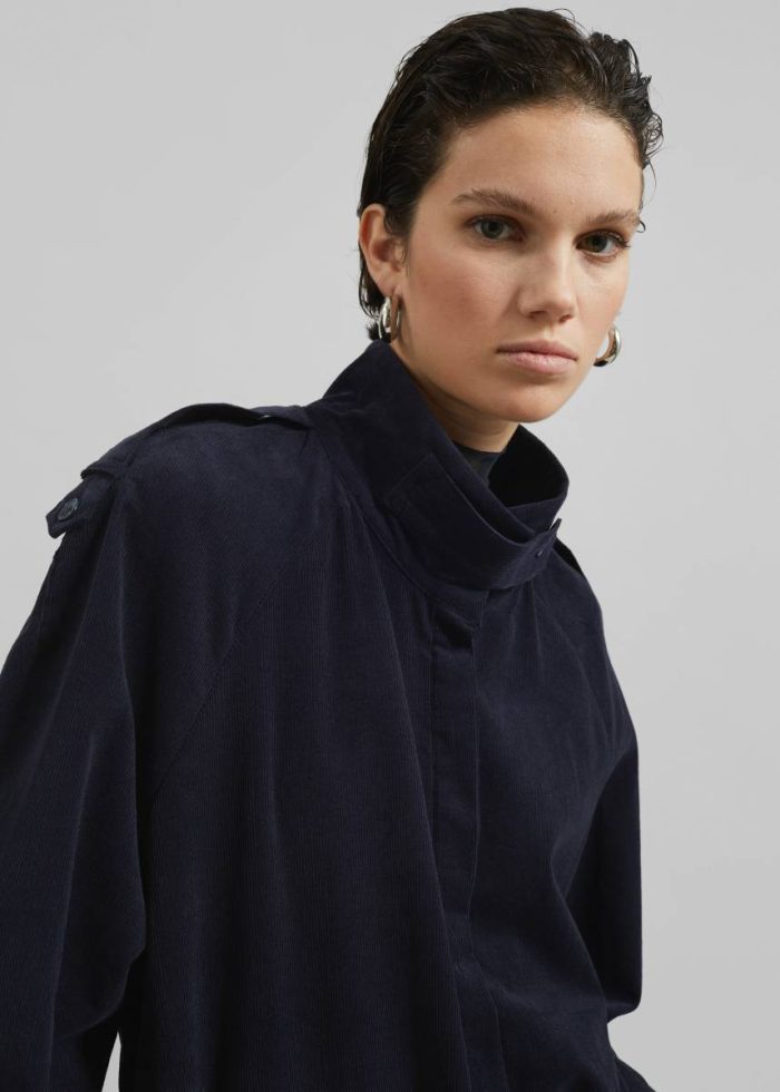 Sibelle Corduroy Dress - Navy Blue Women The Frankie Shop Dresses