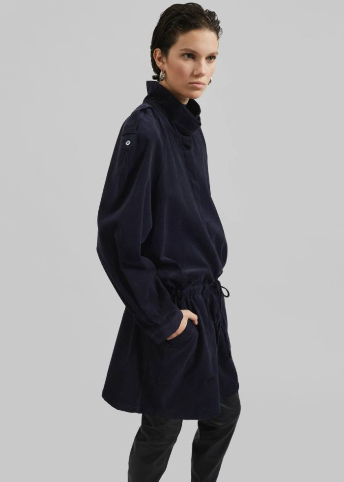 Sibelle Corduroy Dress - Navy Blue Women The Frankie Shop Dresses