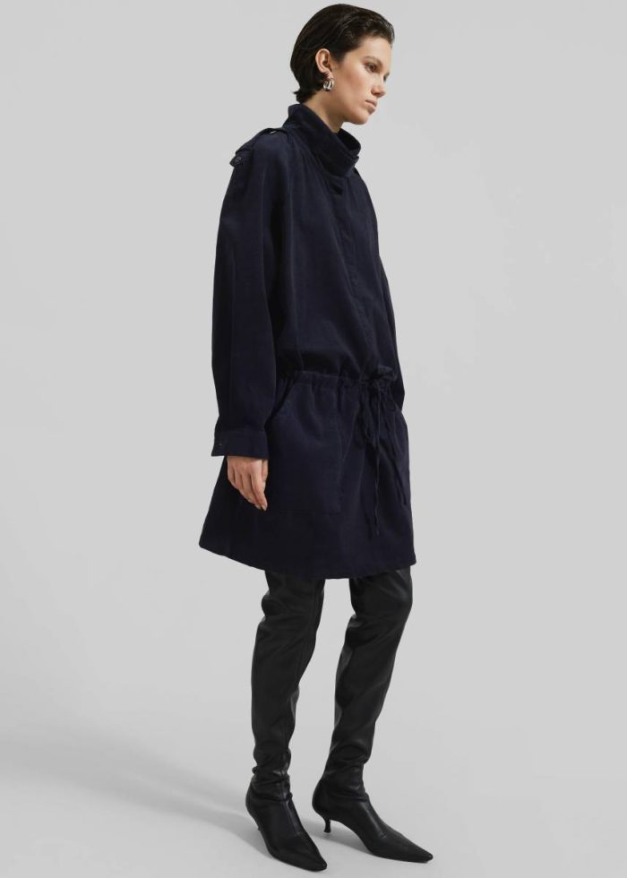 Sibelle Corduroy Dress - Navy Blue Women The Frankie Shop Dresses