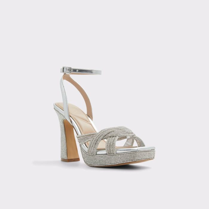 Silver Glimma Silver Women's Strappy Sandals Heels Women Aldo