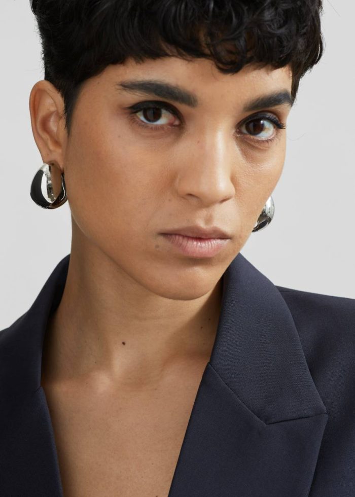 Silver Jewelry Coperni Creole Logo Earrings - Silver The Frankie Shop Women