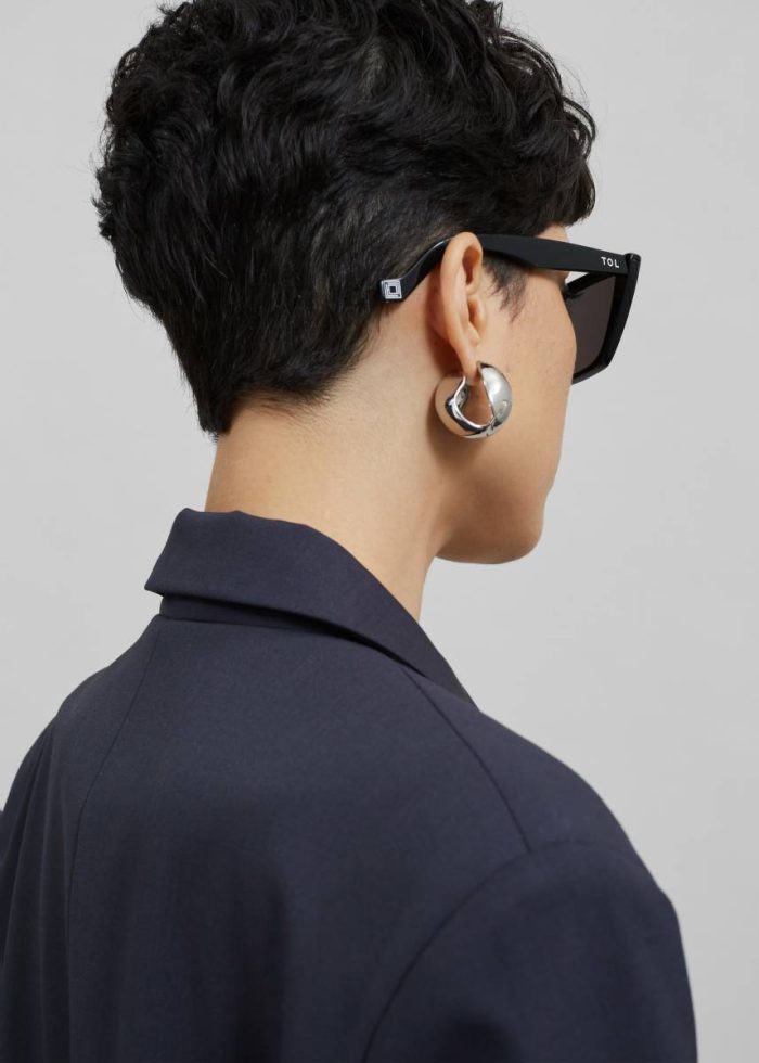 Silver Jewelry Coperni Creole Logo Earrings - Silver The Frankie Shop Women