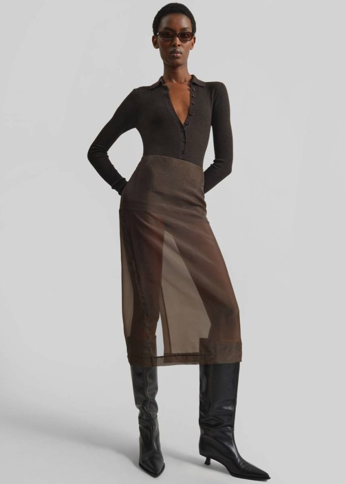 Solana Polo Bodysuit - Brown The Frankie Shop Tops Women Brown
