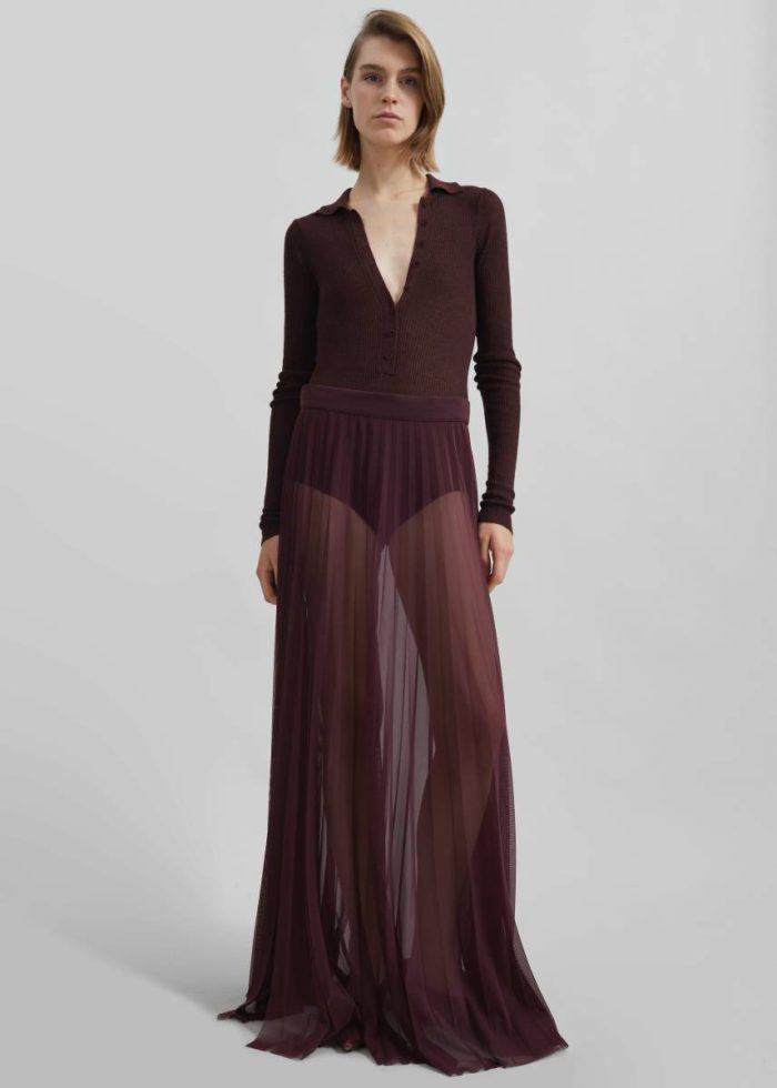 Solana Polo Bodysuit - Burgundy Tops Women The Frankie Shop Red