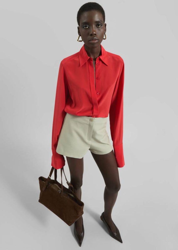 Sportmax Silk Crêpe Gemona Shirt - Red Red Women Tops The Frankie Shop