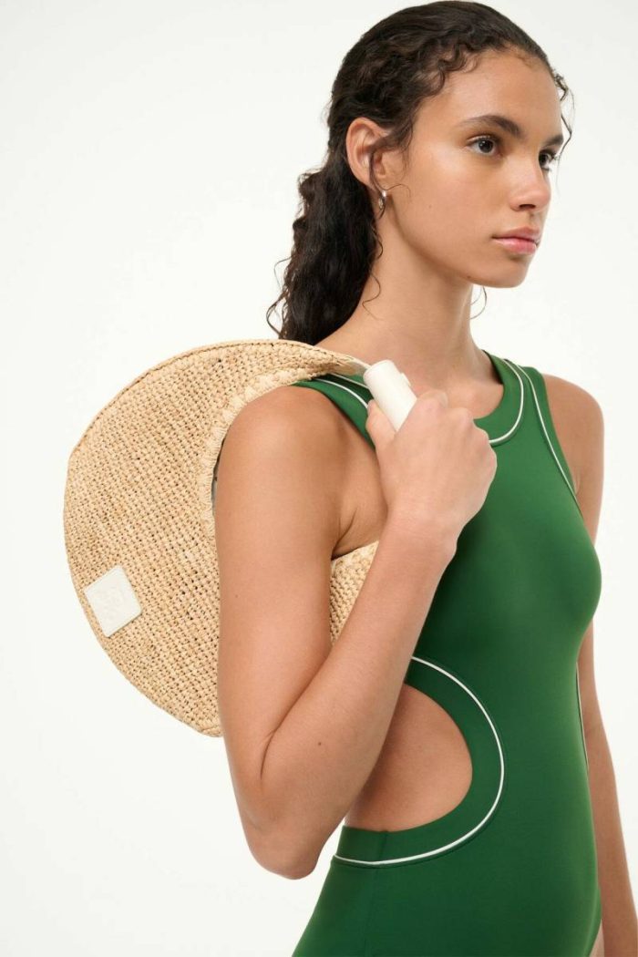 St. Regis Moon Tote Bag Natural Paper Women Shoulder Staud