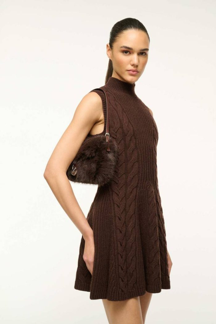 Staud Beaded/Novelty Harlow Faux Fur Bag Espresso Women