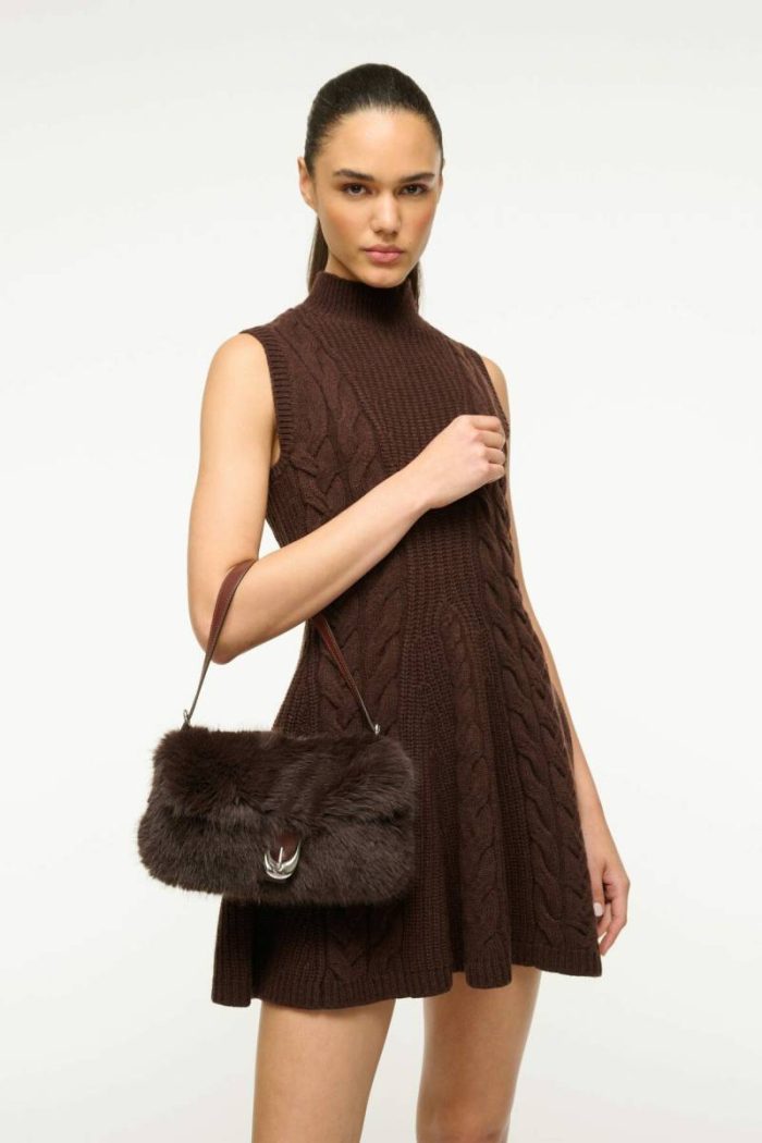 Staud Beaded/Novelty Harlow Faux Fur Bag Espresso Women