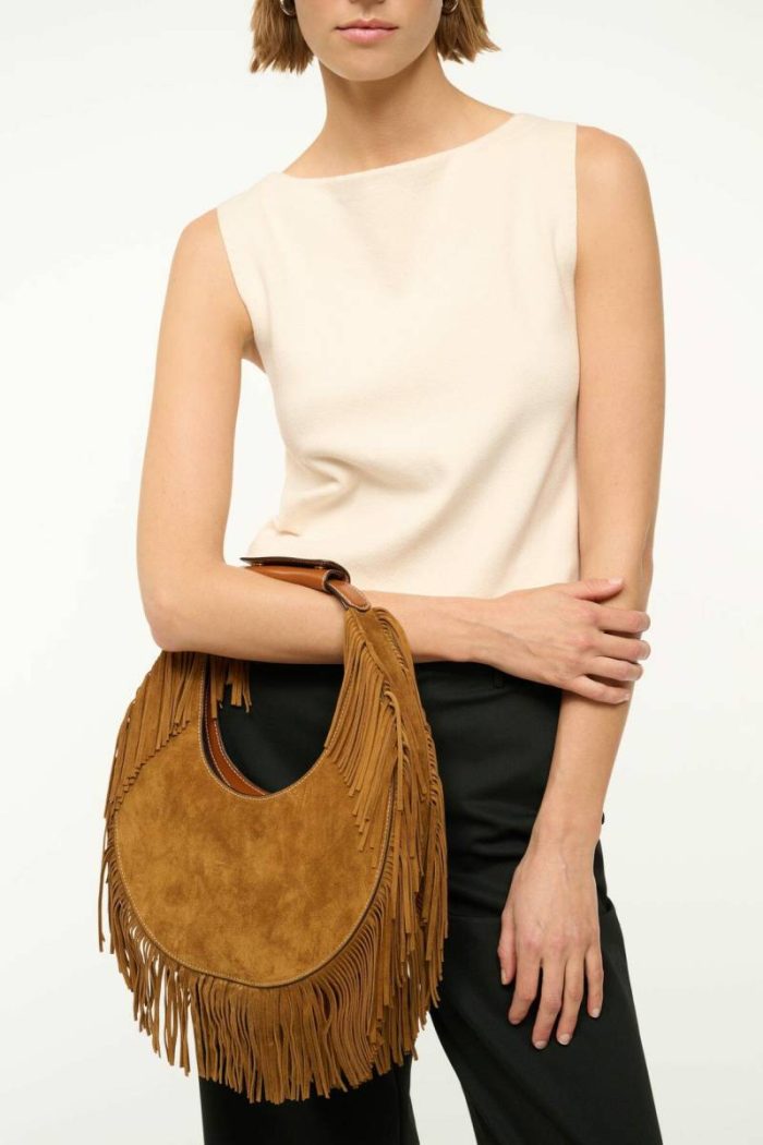 Staud Moon Tote Bag Tan Fringe Totes Women