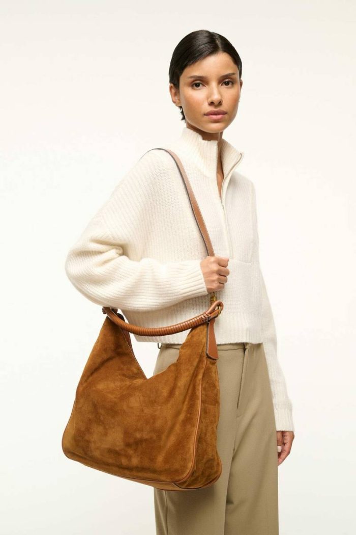 Staud Totes Women Perry Hobo Bag Tan Suede