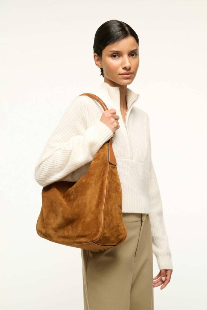 Staud Totes Women Perry Hobo Bag Tan Suede