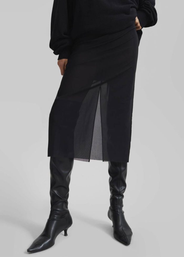 Suva Sheer Skirt - Black Women Bottoms The Frankie Shop Black