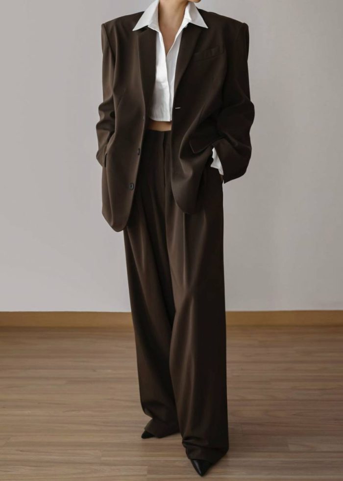 Tansy Oversized Blazer - Chocolate The Frankie Shop Women Outerwear Brown