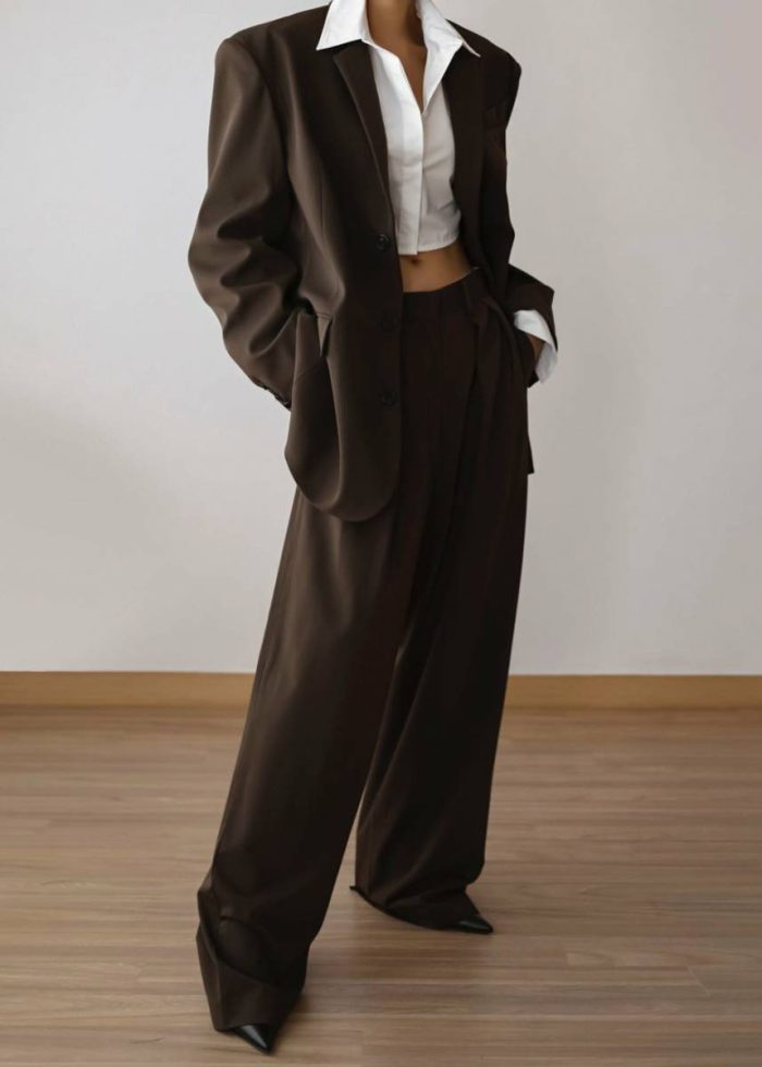 Tansy Oversized Blazer - Chocolate The Frankie Shop Women Outerwear Brown
