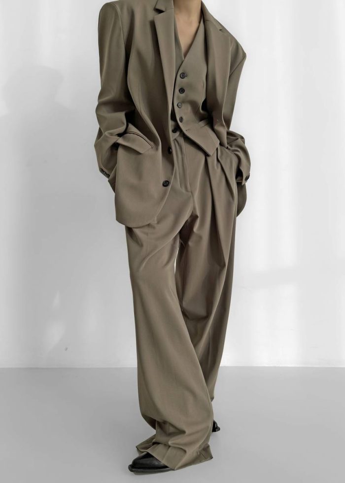 Tansy Pleated Trousers - Olive Green Women Bottoms The Frankie Shop