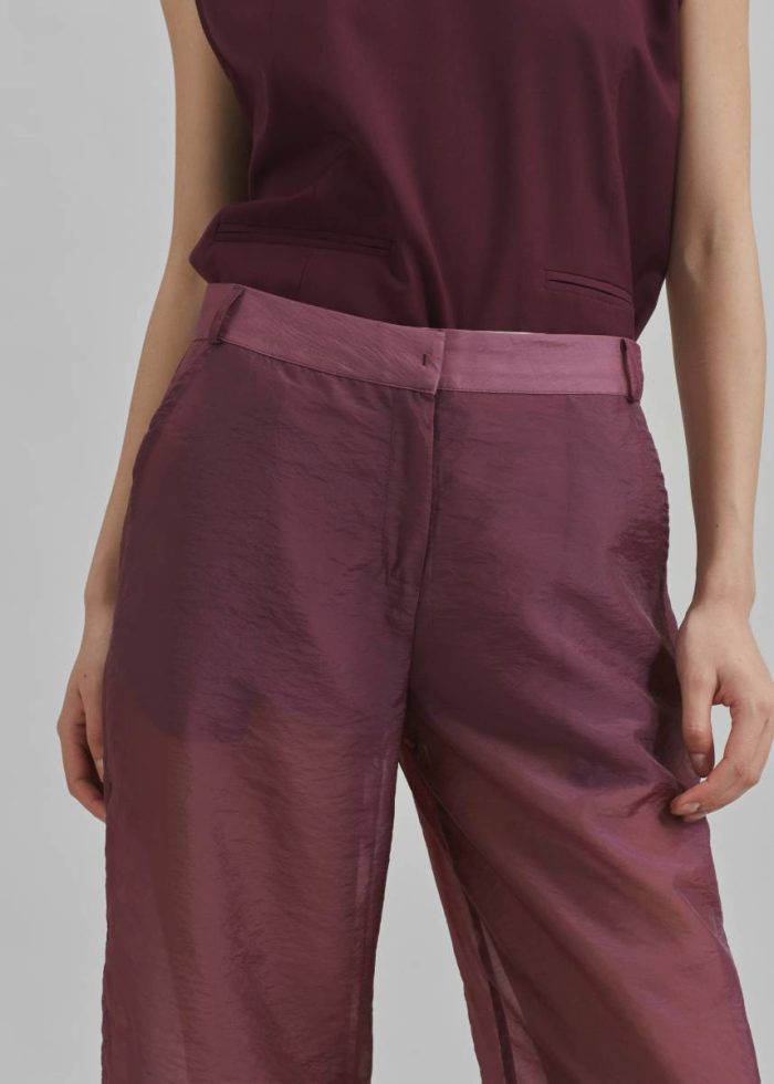 The Frankie Shop Abra Sheer Trousers - Burgundy Bottoms Women Red