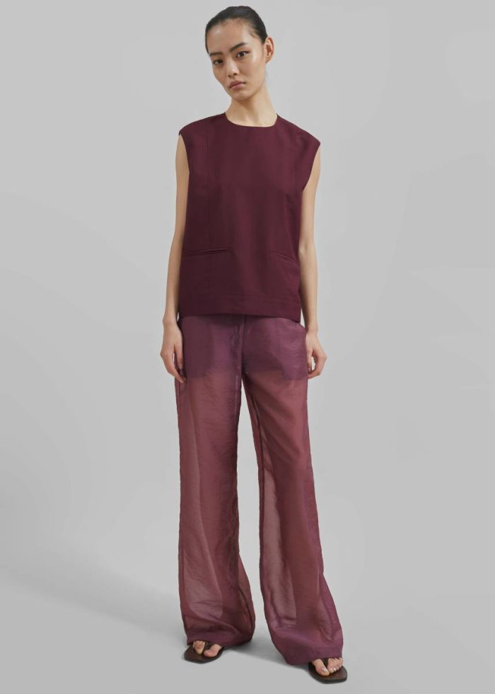 The Frankie Shop Abra Sheer Trousers - Burgundy Bottoms Women Red